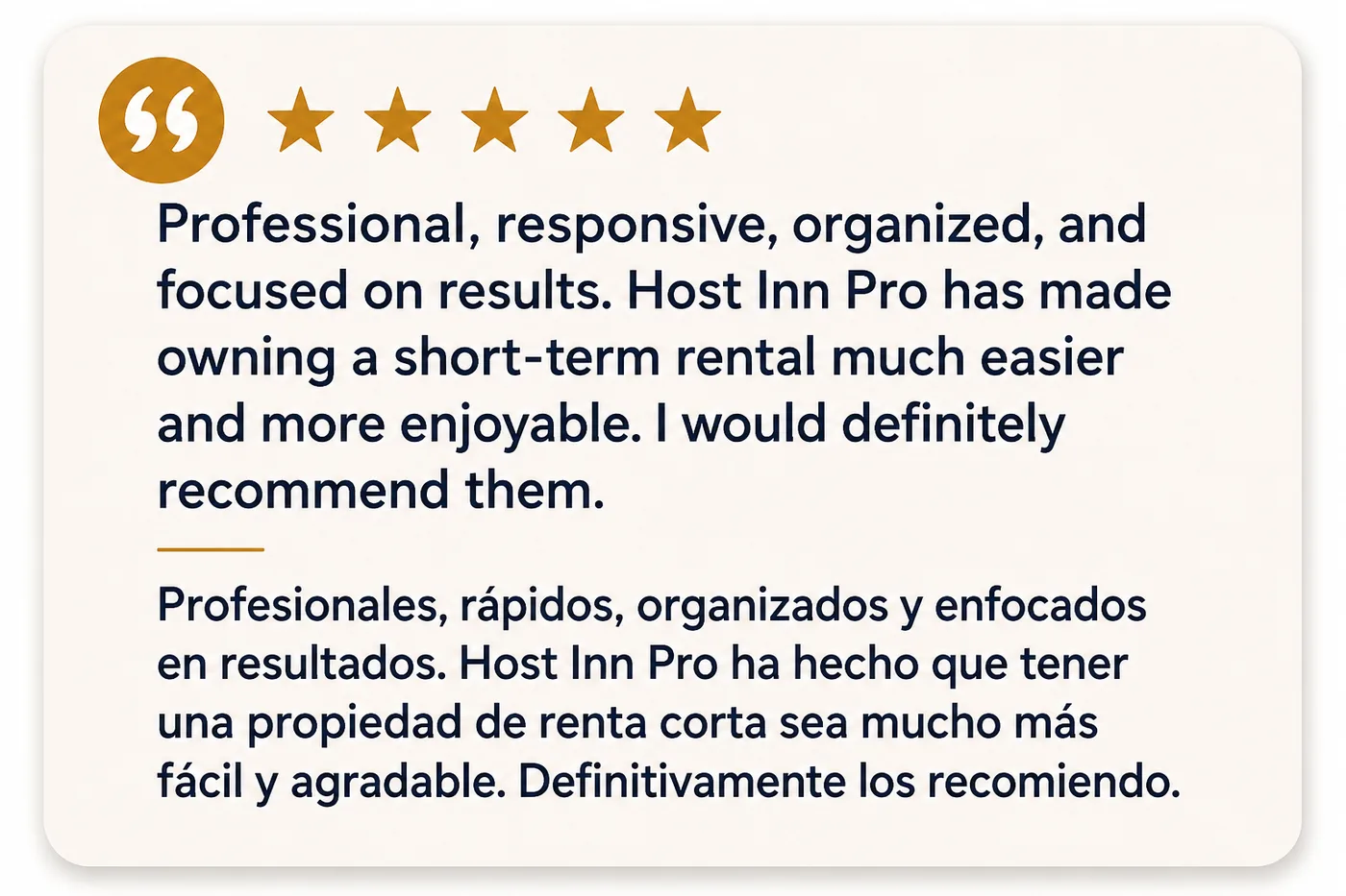 Owner testimonial about professional organized service