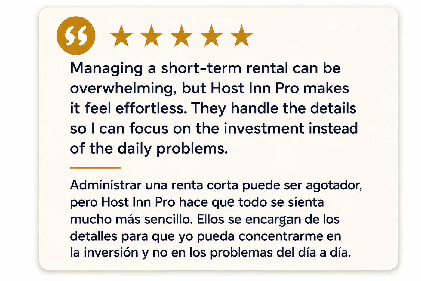 Owner testimonial about effortless short-term rental management